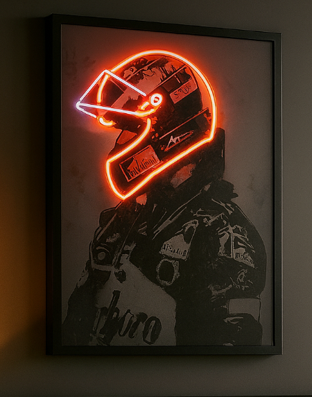 Inferno Red Racing Neon Helmet Poster